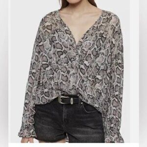 All Saints Penny Misra Top in Snakeskin Print Size Large